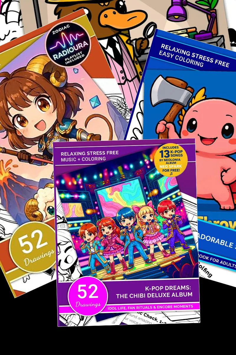 Chibi anime coloring book covers